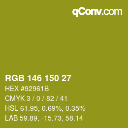 Color code: RGB 146 150 27 | qconv.com
