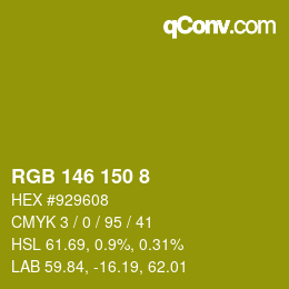 颜色代码: RGB 146 150 8 | qconv.com