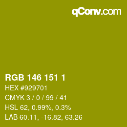 Color code: RGB 146 151 1 | qconv.com