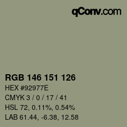 Código de color: RGB 146 151 126 | qconv.com