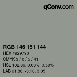 Color code: RGB 146 151 144 | qconv.com
