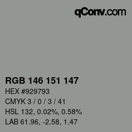 Código de color: RGB 146 151 147 | qconv.com