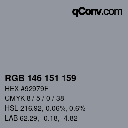 Color code: RGB 146 151 159 | qconv.com