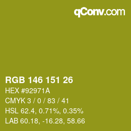 Color code: RGB 146 151 26 | qconv.com