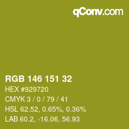 カラーコード: RGB 146 151 32 | qconv.com