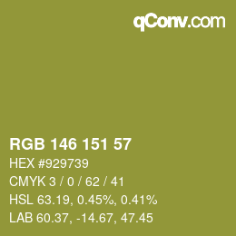 Color code: RGB 146 151 57 | qconv.com