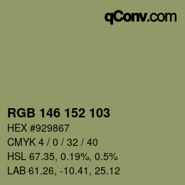 颜色代码: RGB 146 152 103 | qconv.com