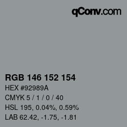 Color code: RGB 146 152 154 | qconv.com