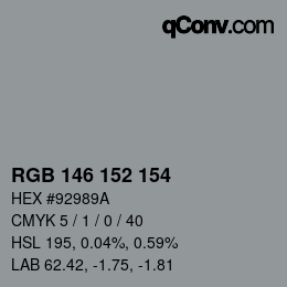 Color code: RGB 146 152 154 | qconv.com