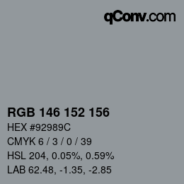 カラーコード: RGB 146 152 156 | qconv.com