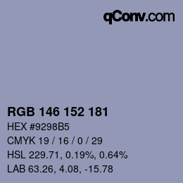 颜色代码: RGB 146 152 181 | qconv.com