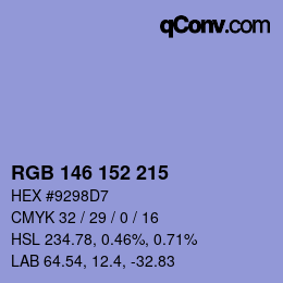 カラーコード: RGB 146 152 215 | qconv.com