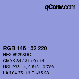 カラーコード: RGB 146 152 220 | qconv.com