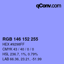カラーコード: RGB 146 152 255 | qconv.com
