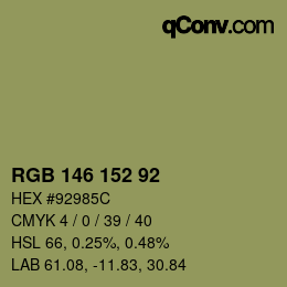 カラーコード: RGB 146 152 92 | qconv.com