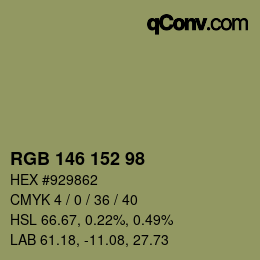 カラーコード: RGB 146 152 98 | qconv.com