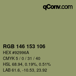 Color code: RGB 146 153 106 | qconv.com