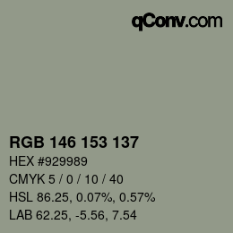 Farbcode: RGB 146 153 137 | qconv.com