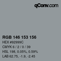 カラーコード: RGB 146 153 156 | qconv.com