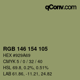 カラーコード: RGB 146 154 105 | qconv.com