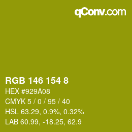 Color code: RGB 146 154 8 | qconv.com