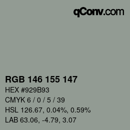 Código de color: RGB 146 155 147 | qconv.com
