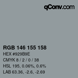 カラーコード: RGB 146 155 158 | qconv.com