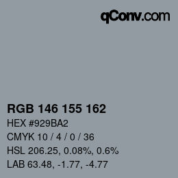 カラーコード: RGB 146 155 162 | qconv.com