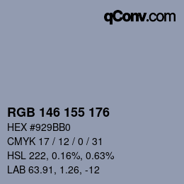 カラーコード: RGB 146 155 176 | qconv.com