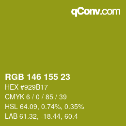 カラーコード: RGB 146 155 23 | qconv.com