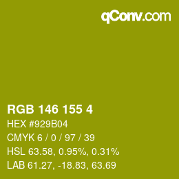 颜色代码: RGB 146 155 4 | qconv.com