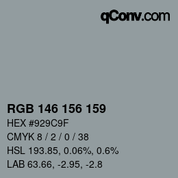 カラーコード: RGB 146 156 159 | qconv.com