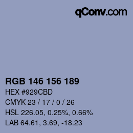 Color code: RGB 146 156 189 | qconv.com