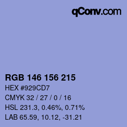 Color code: RGB 146 156 215 | qconv.com