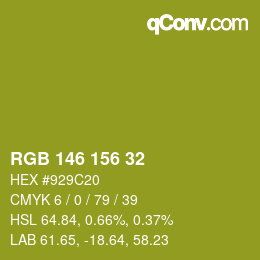 Color code: RGB 146 156 32 | qconv.com