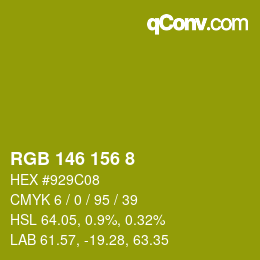 颜色代码: RGB 146 156 8 | qconv.com
