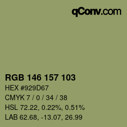 颜色代码: RGB 146 157 103 | qconv.com