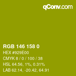 Color code: RGB 146 158 0 | qconv.com