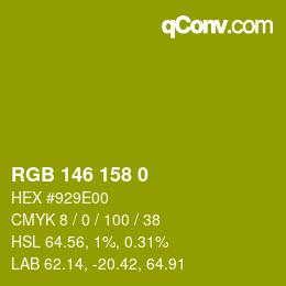 カラーコード: RGB 146 158 0 | qconv.com