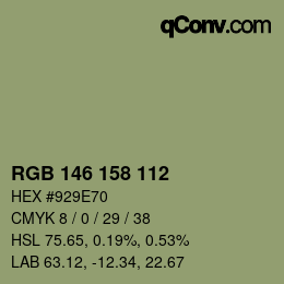 カラーコード: RGB 146 158 112 | qconv.com