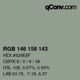 颜色代码: RGB 146 158 143 | qconv.com