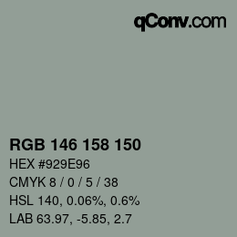 颜色代码: RGB 146 158 150 | qconv.com