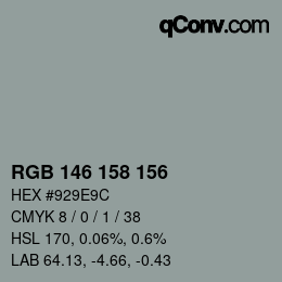 カラーコード: RGB 146 158 156 | qconv.com