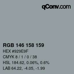 カラーコード: RGB 146 158 159 | qconv.com