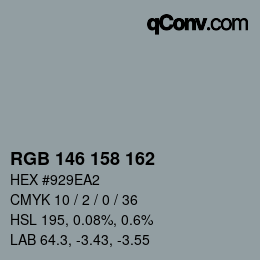 カラーコード: RGB 146 158 162 | qconv.com