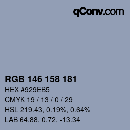 颜色代码: RGB 146 158 181 | qconv.com