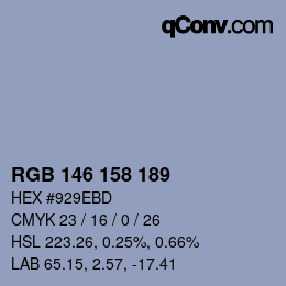 Color code: RGB 146 158 189 | qconv.com