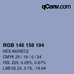 カラーコード: RGB 146 158 194 | qconv.com