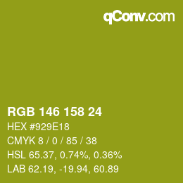 カラーコード: RGB 146 158 24 | qconv.com