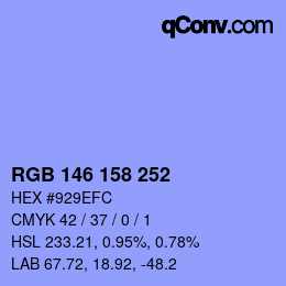 カラーコード: RGB 146 158 252 | qconv.com